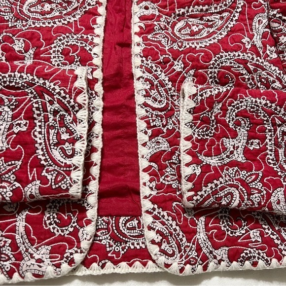 Sea NY Theodora Red Quilted Cropped Jacket Puff Shoulder Paisley - Picture 10 of 12